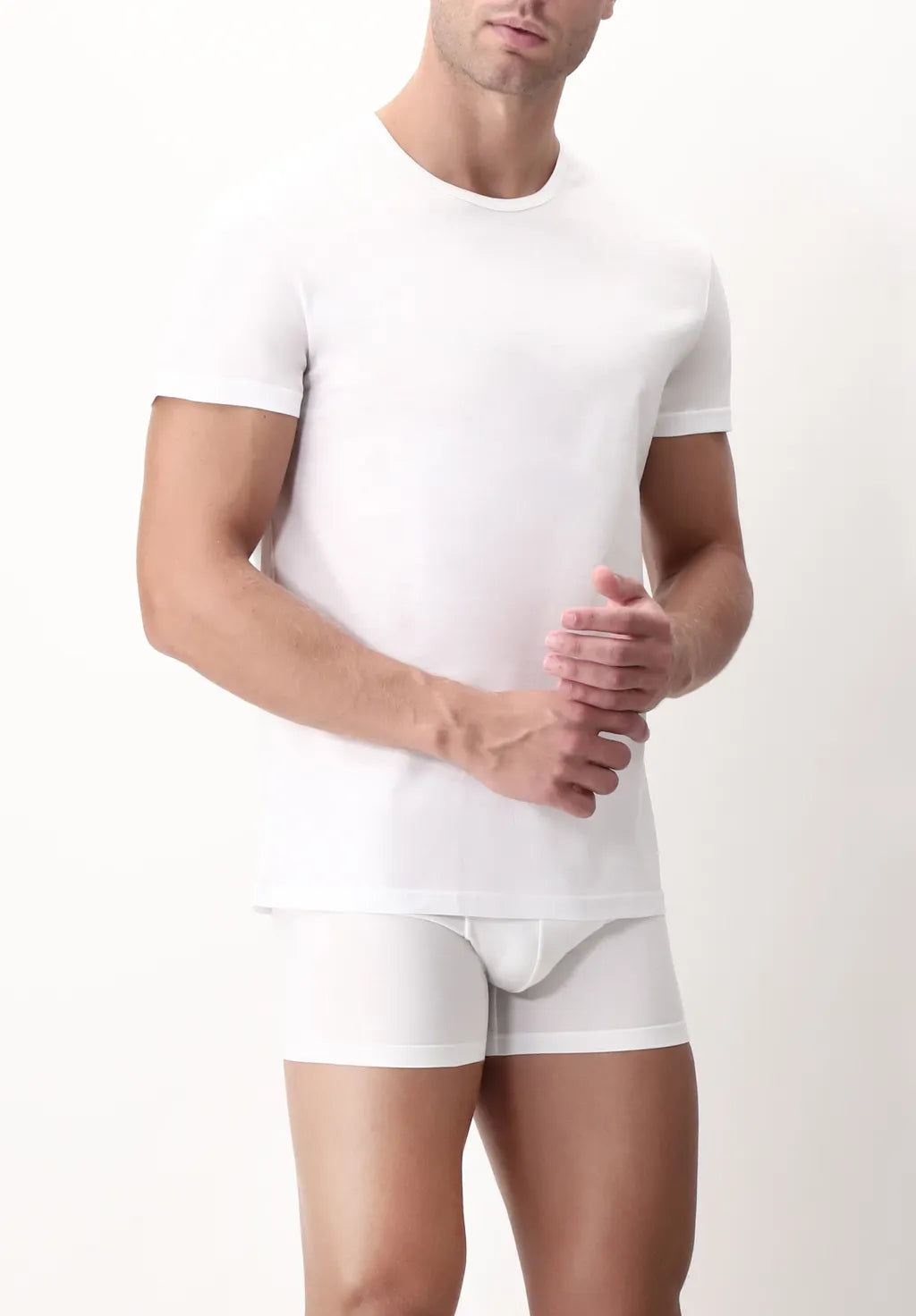 Maglietta Girocollo in Filo di Scozia Active - Bianco - Perofil