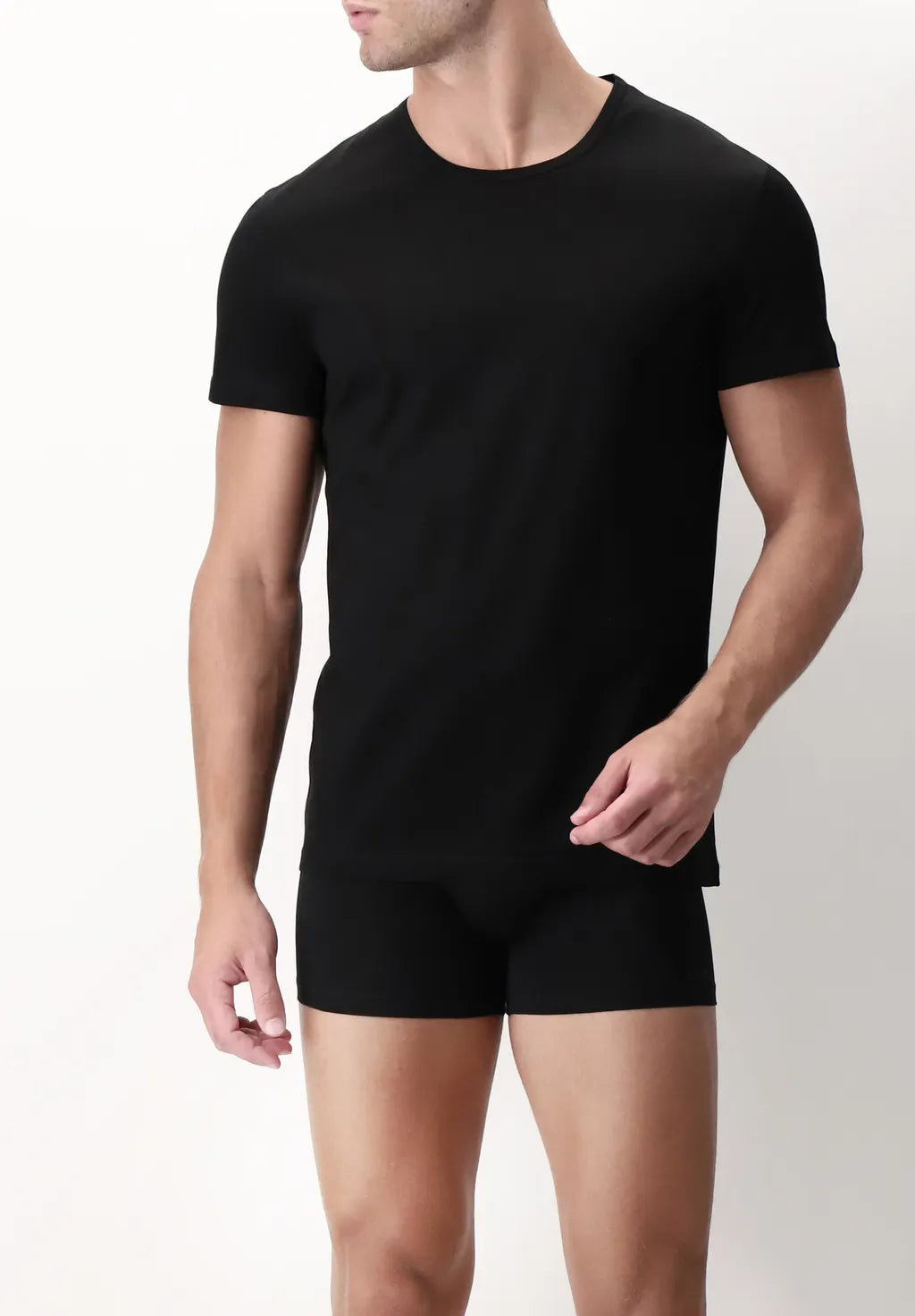Maglietta Girocollo in Filo di Scozia Active - Nero - Perofil