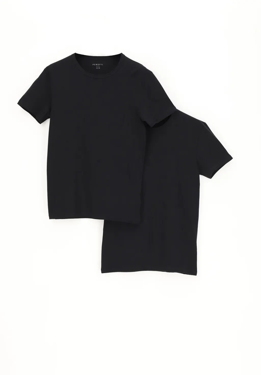 Perofil T-shirt Girocollo in Cotone Elasticizzato Match Bipack - Nero