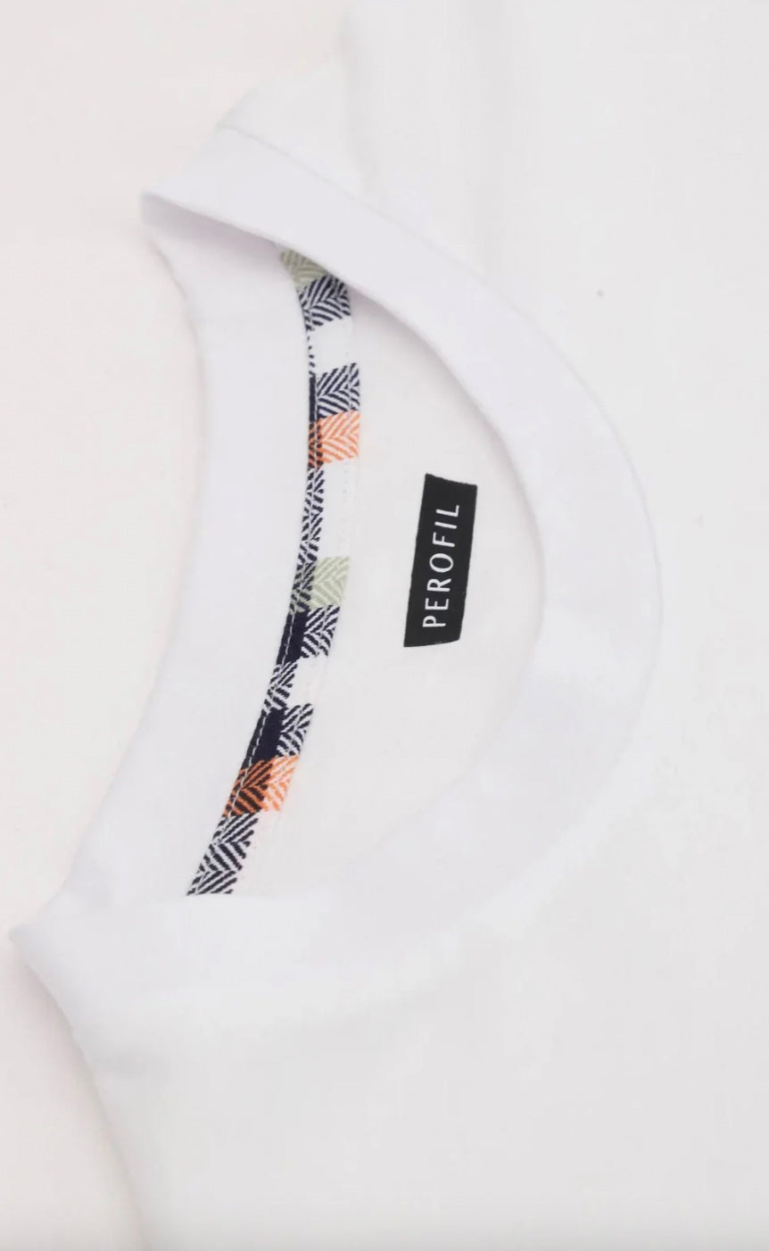 Perofil Pigiama Corto Girocollo in Cotone Jersey Stampa Scacchi - Bianco