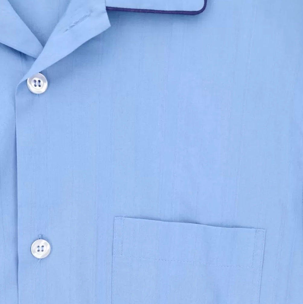 Perofil Pigiama Atene Aperto in Cotone Popeline riga raso - Azzurro