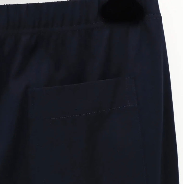 Perofil Pigiama Venezia Lungo con Collo a Serafino e Polsini in Filo di Scozia - Blu