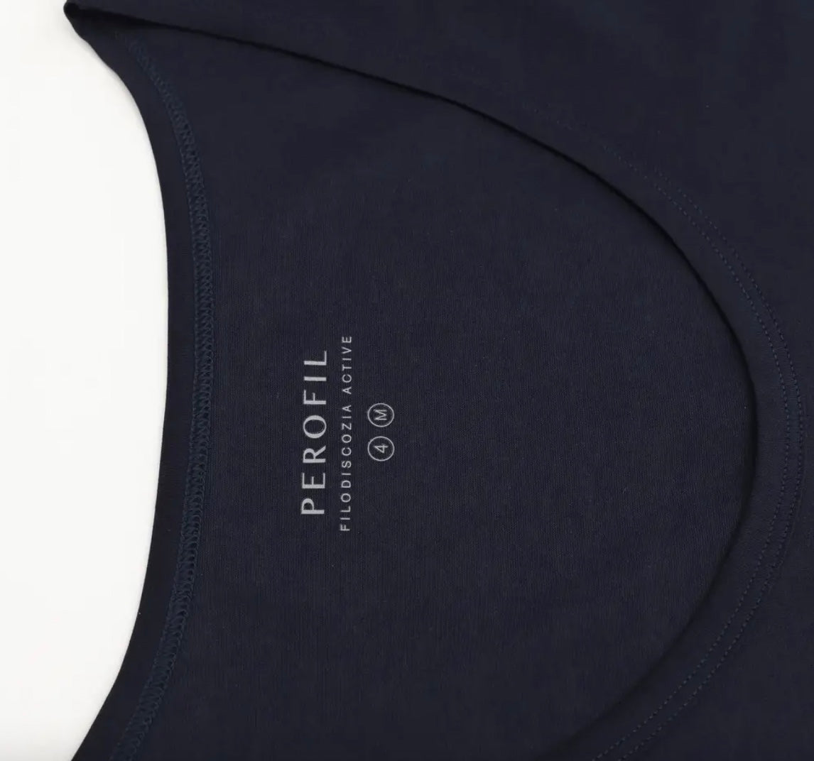 Perofil Canotta Spalla Larga in Filo di Scozia Active - Blu