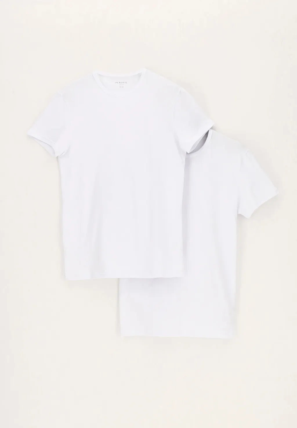 Perofil T-shirt Girocollo in Cotone Elasticizzato Match Bipack - Bianco