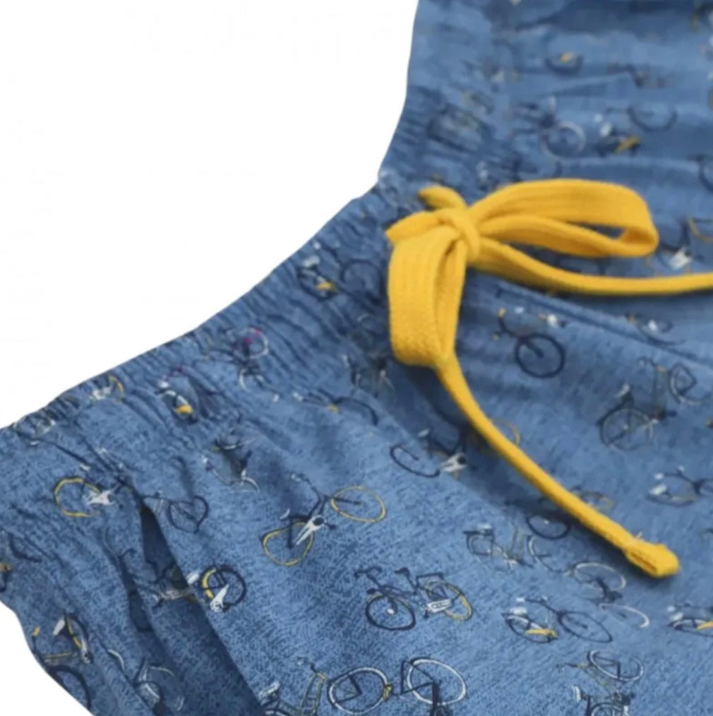 Perofil Pigiama Corto Girocollo in Cotone Jersey Stampa Biciclette - Blu