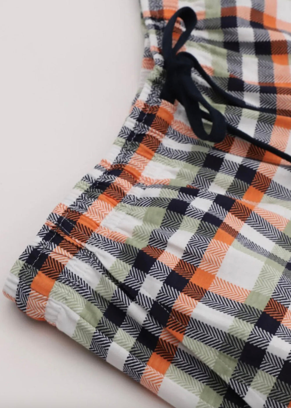 Perofil Pigiama Corto Girocollo in Cotone Jersey Stampa Scacchi - Bianco