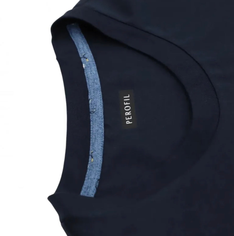 Perofil Pigiama Corto Girocollo in Cotone Jersey Stampa Biciclette - Blu