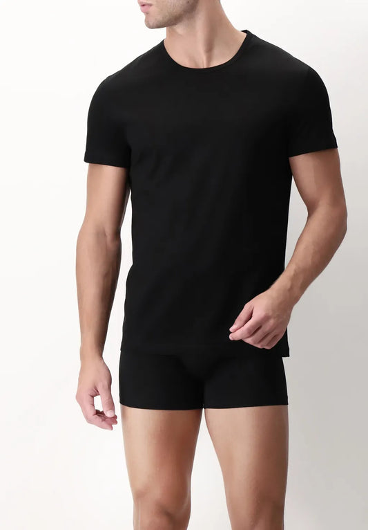 Maglietta Girocollo in Filo di Scozia Active - Nero - Perofil