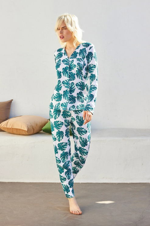 Jadea Pigiama aperto con fantasia all over - Verdino