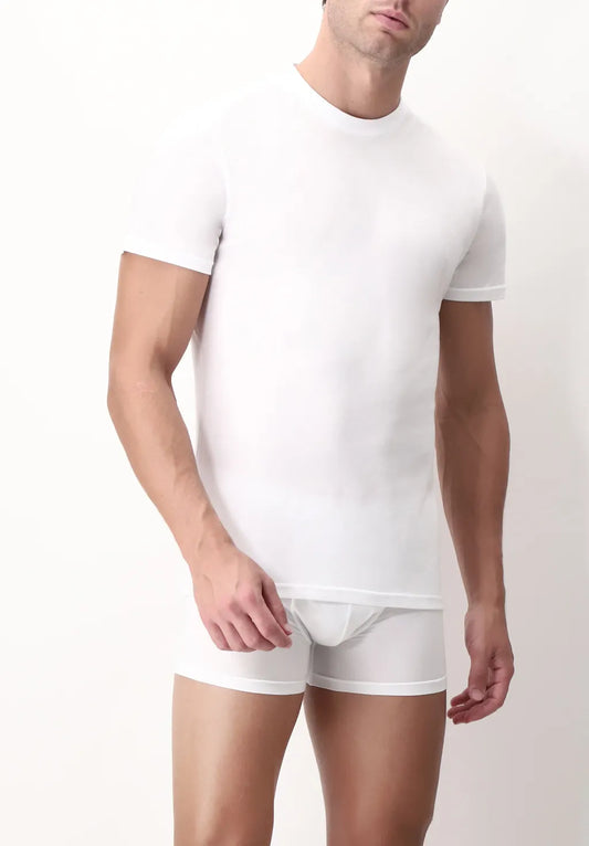 Maglia Girocollo in Cotone Pima Bipack - Bianco - Perofil