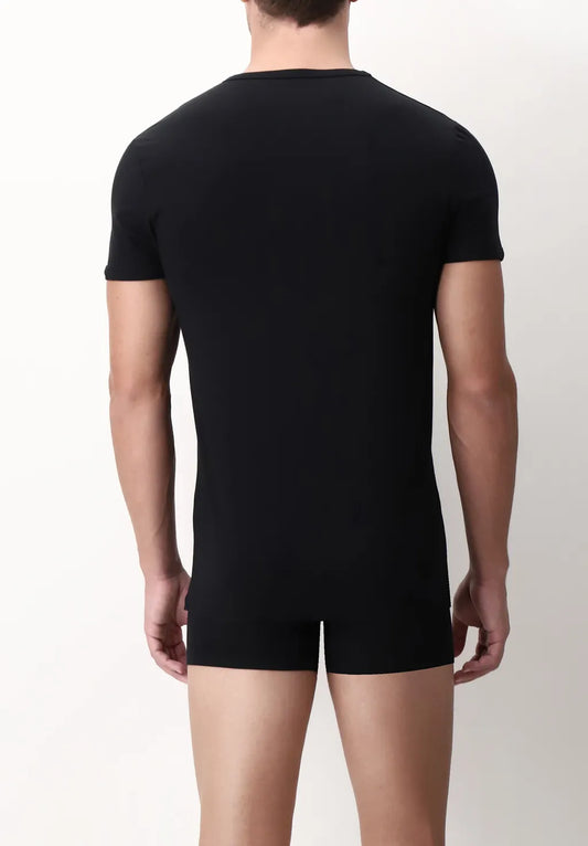 Maglietta Scollo a V in Cotone elasticizzato Match Bipack - Nero - Perofil
