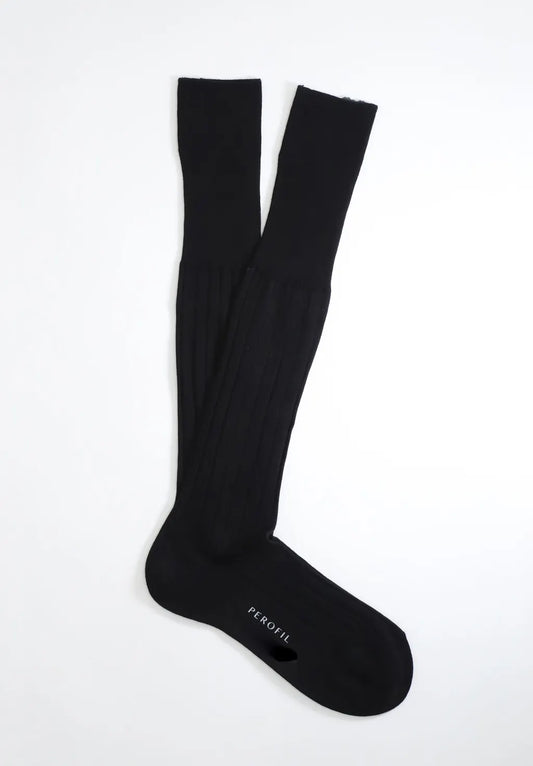 Calza Lunga in Caldo Cotone a coste Soft Plus - Nero - Perofil