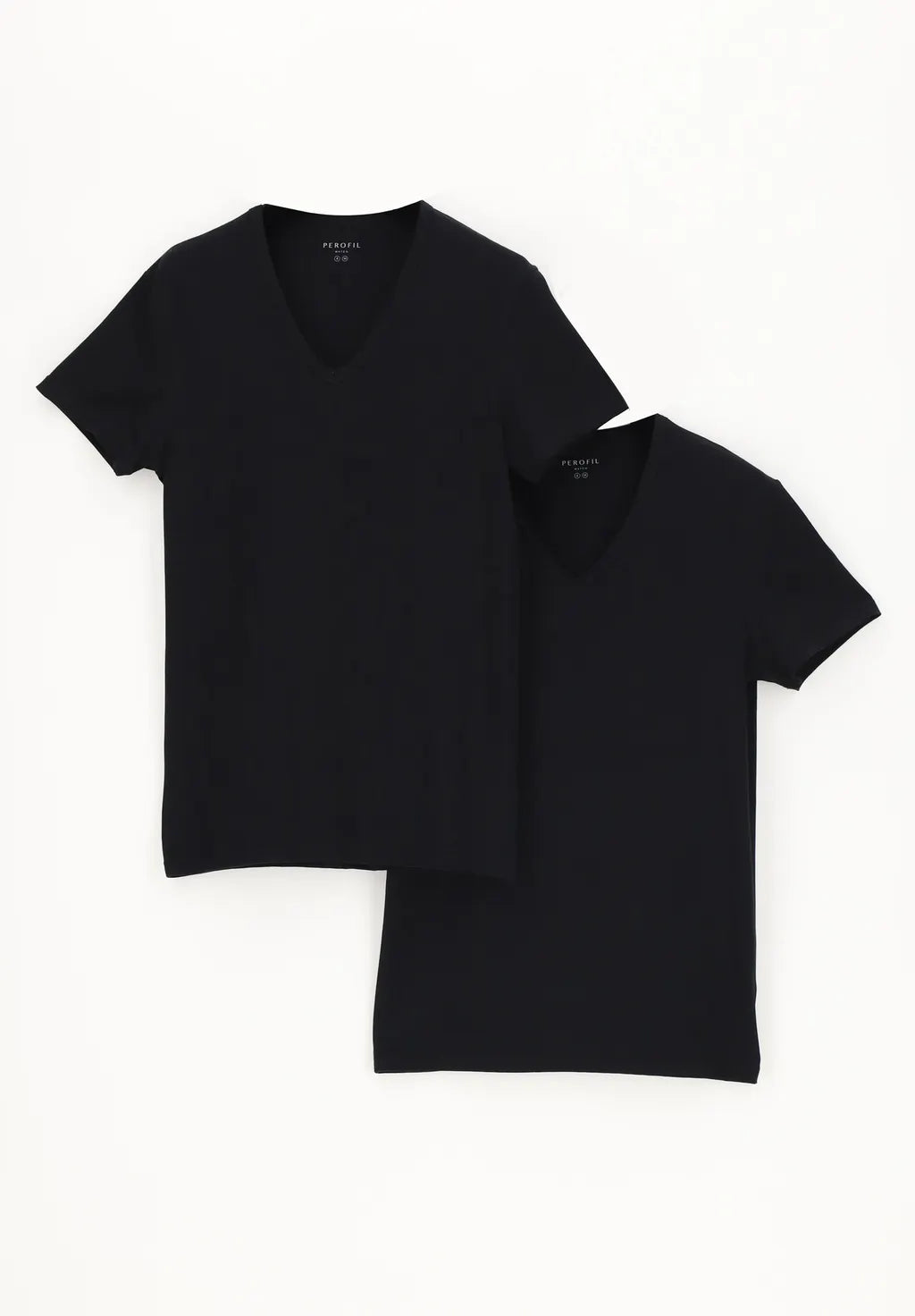 Maglietta Scollo a V in Cotone elasticizzato Match Bipack - Nero - Perofil